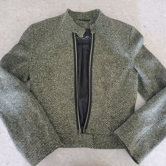 Marc Cain Jackets & Blazers - Marc Cain Wool Zip Front Jacket Blazer 6 Green Black Check